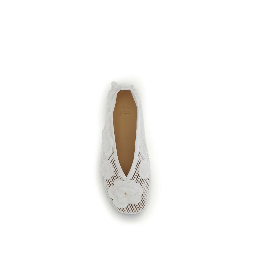 Ganni White Polyethylene Ballet Flats