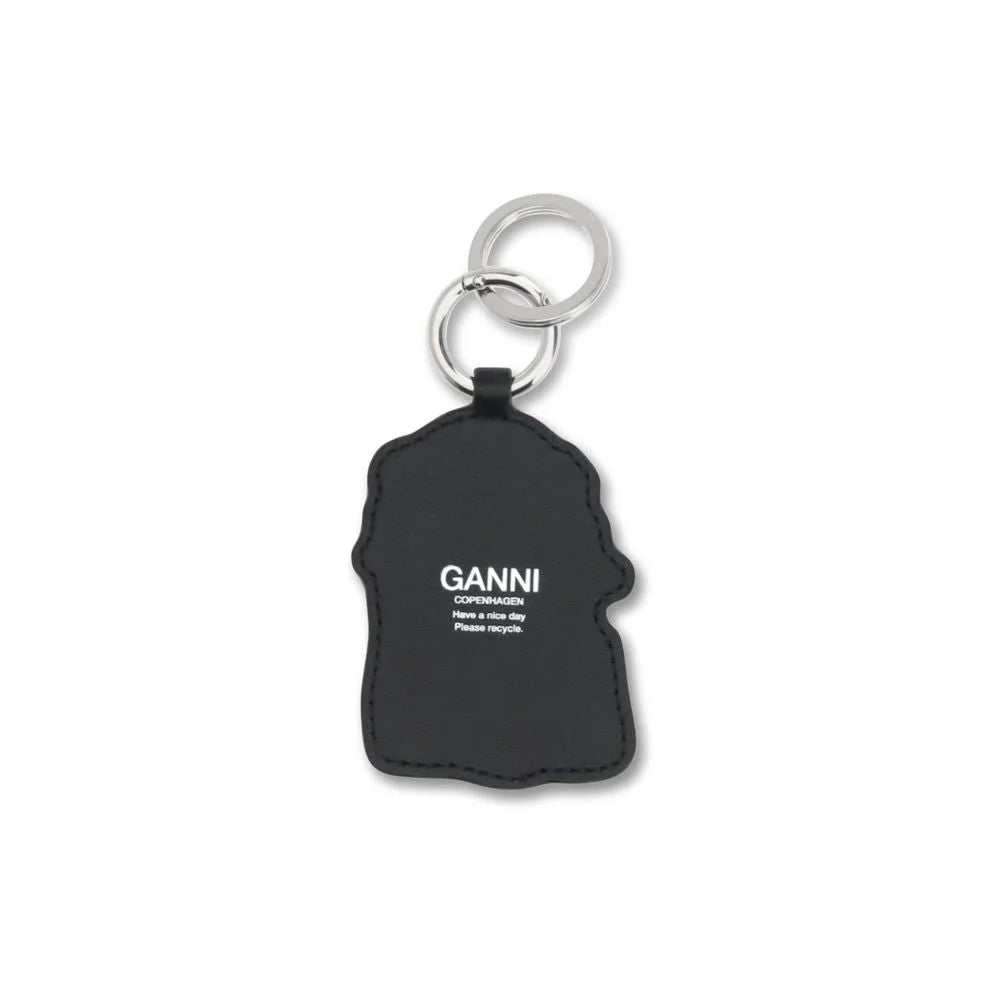 Ganni White Recycled Leather Keychain - Keychains