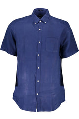 Gant Elegant Blue Linen Button-Down Shirt - M - Shirts