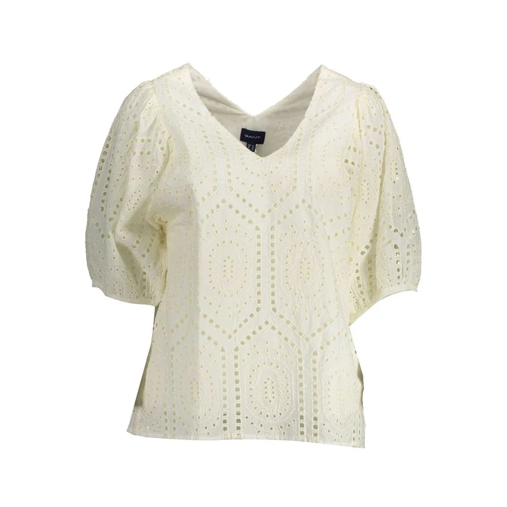 Gant White Cotton Women T-Shirt
