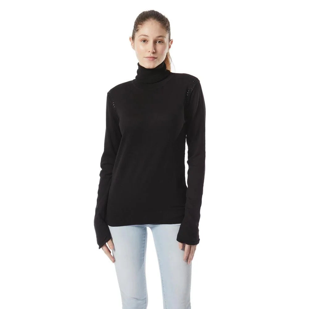 Gas Black Cotton Turtleneck - XS