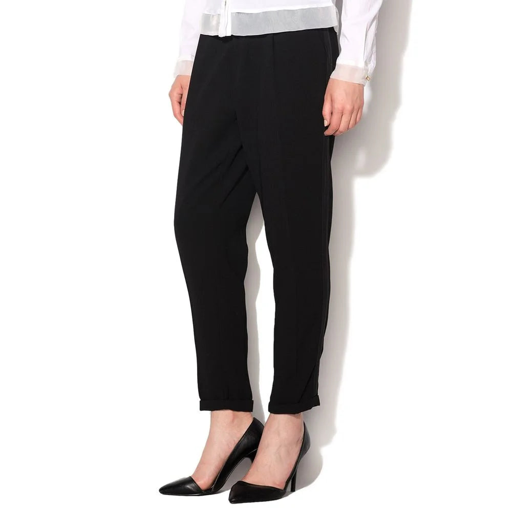 Gas Black Polyester Casual Pants - W23