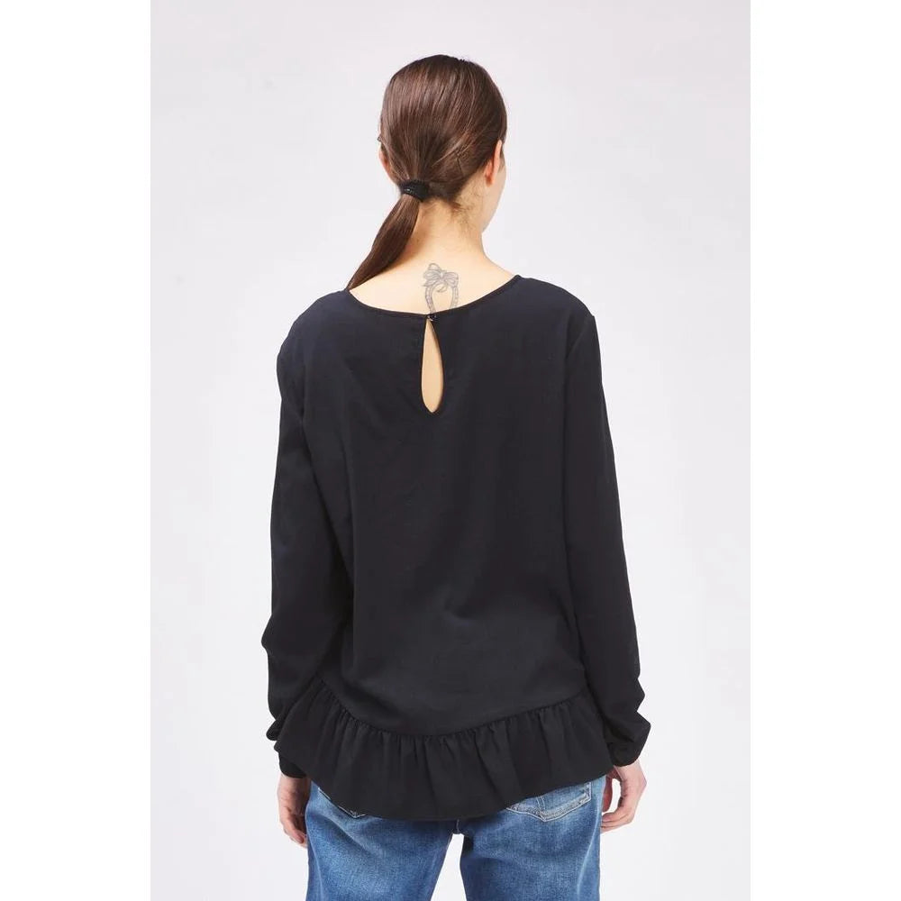 Gas Black Polyester Long Sleeve T-Shirt
