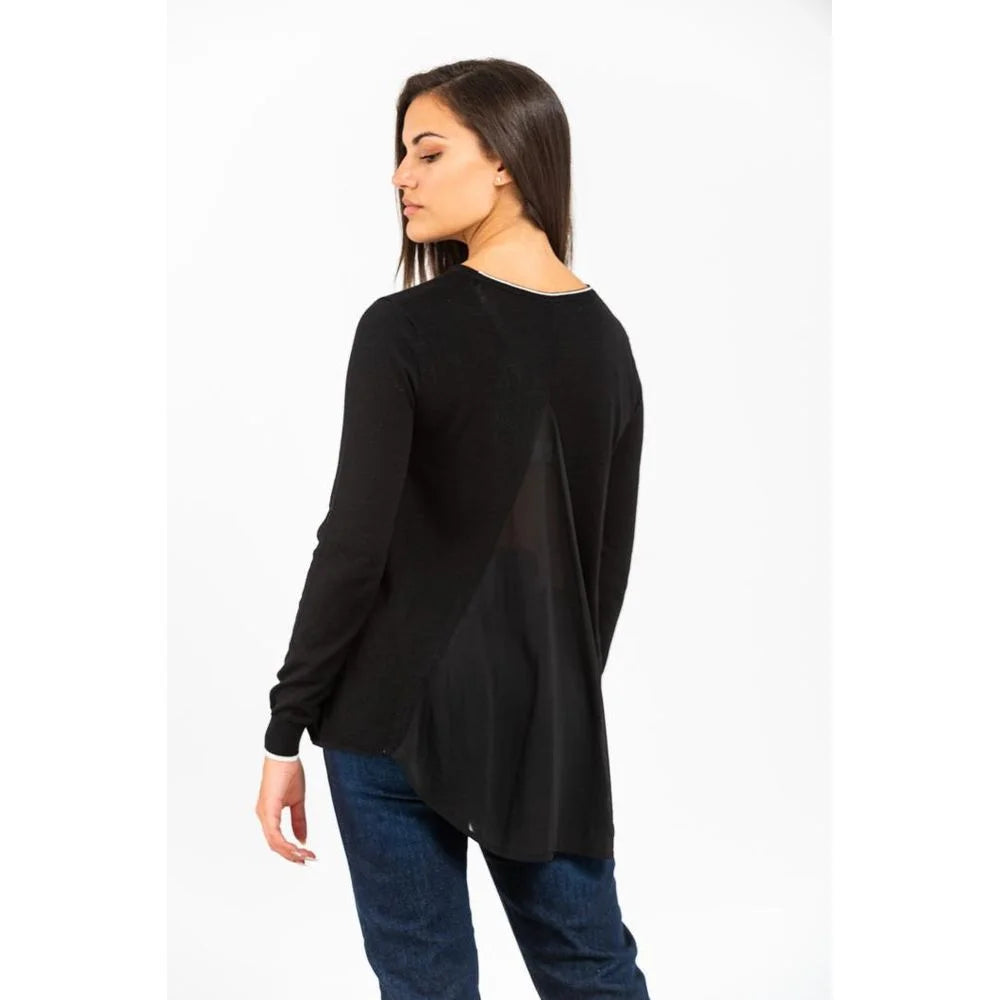 Gas Black Viscose Long Sleeve T-Shirt - XS