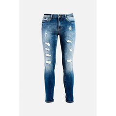 Gas Blue Cotton Relaxed Fit Jeans - W28