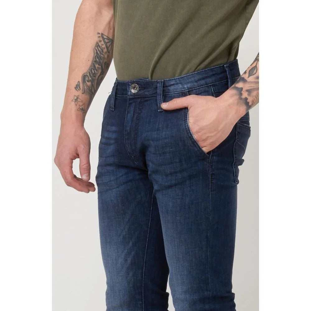 Gas Blue Cotton Slim Fit Jeans - W29