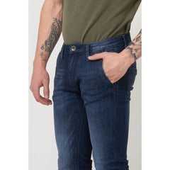 Gas Blue Cotton Slim Fit Jeans - W29