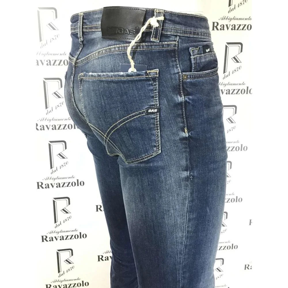Gas Blue Cotton Slim Fit Jeans - W30