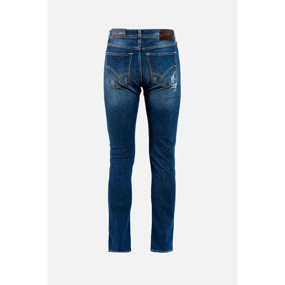 Gas Blue Cotton Slim Fit Jeans - W30