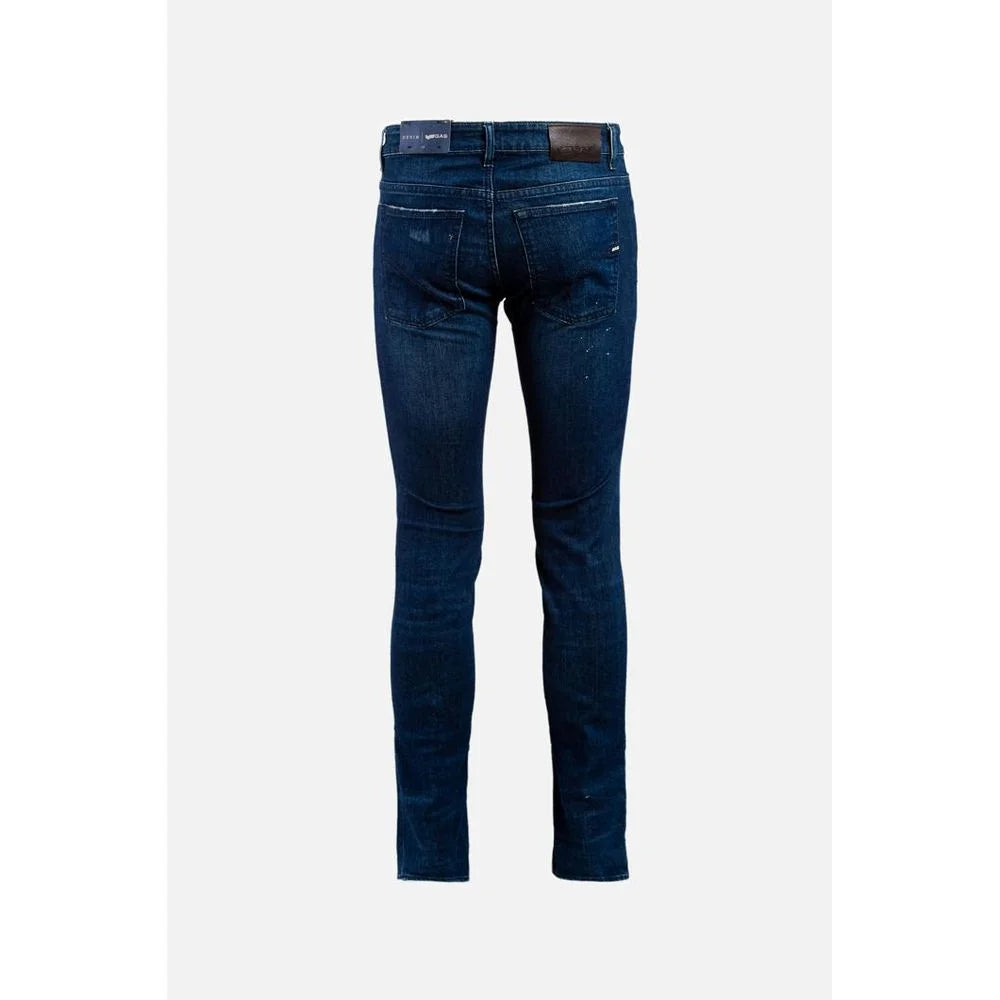Gas Blue Cotton Slim Fit Jeans - W32