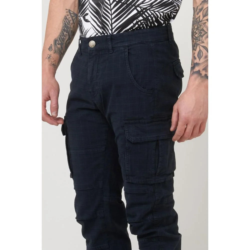 Gas Navy Blue Cotton Cargo Pants - XS