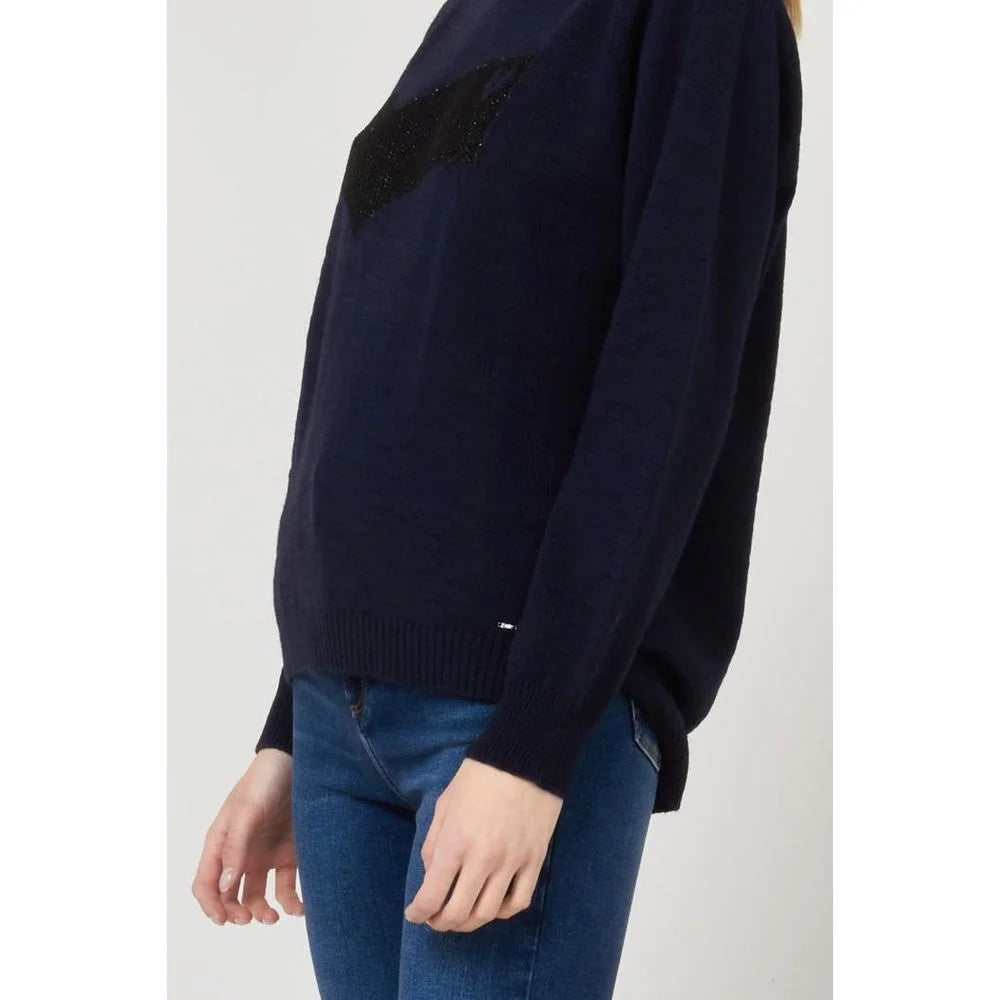 Gas Navy Blue Marabou Sweatshirt - S