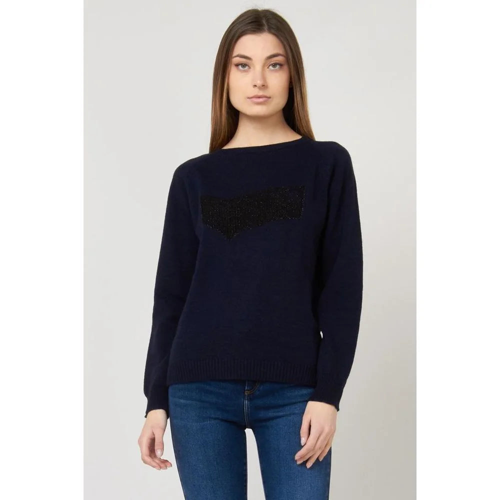 Gas Navy Blue Marabou Sweatshirt - S