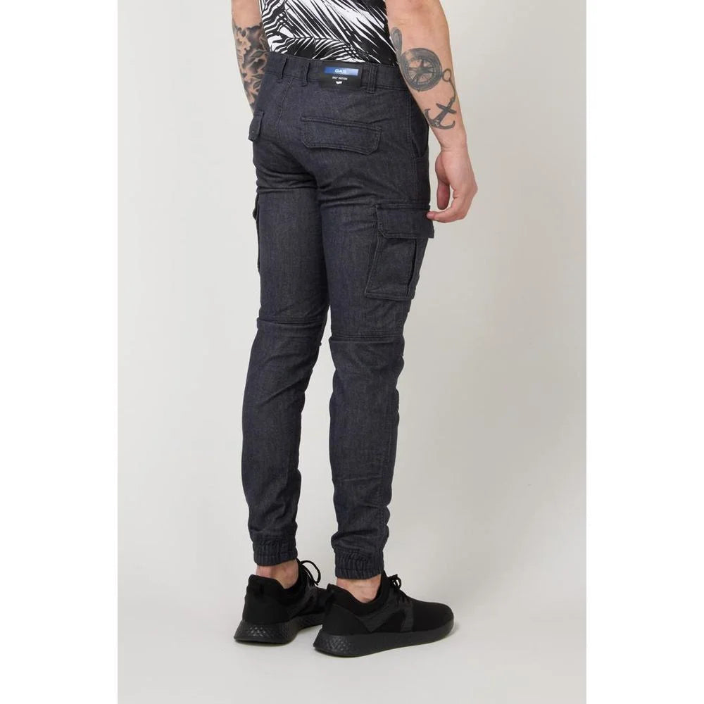 Gas Navy Blue Polyester Cargo Pants - XS