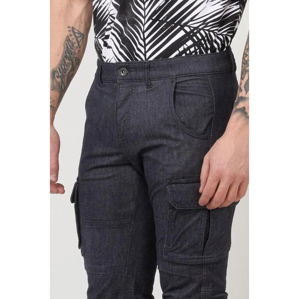 Gas Navy Blue Polyester Cargo Pants - XS
