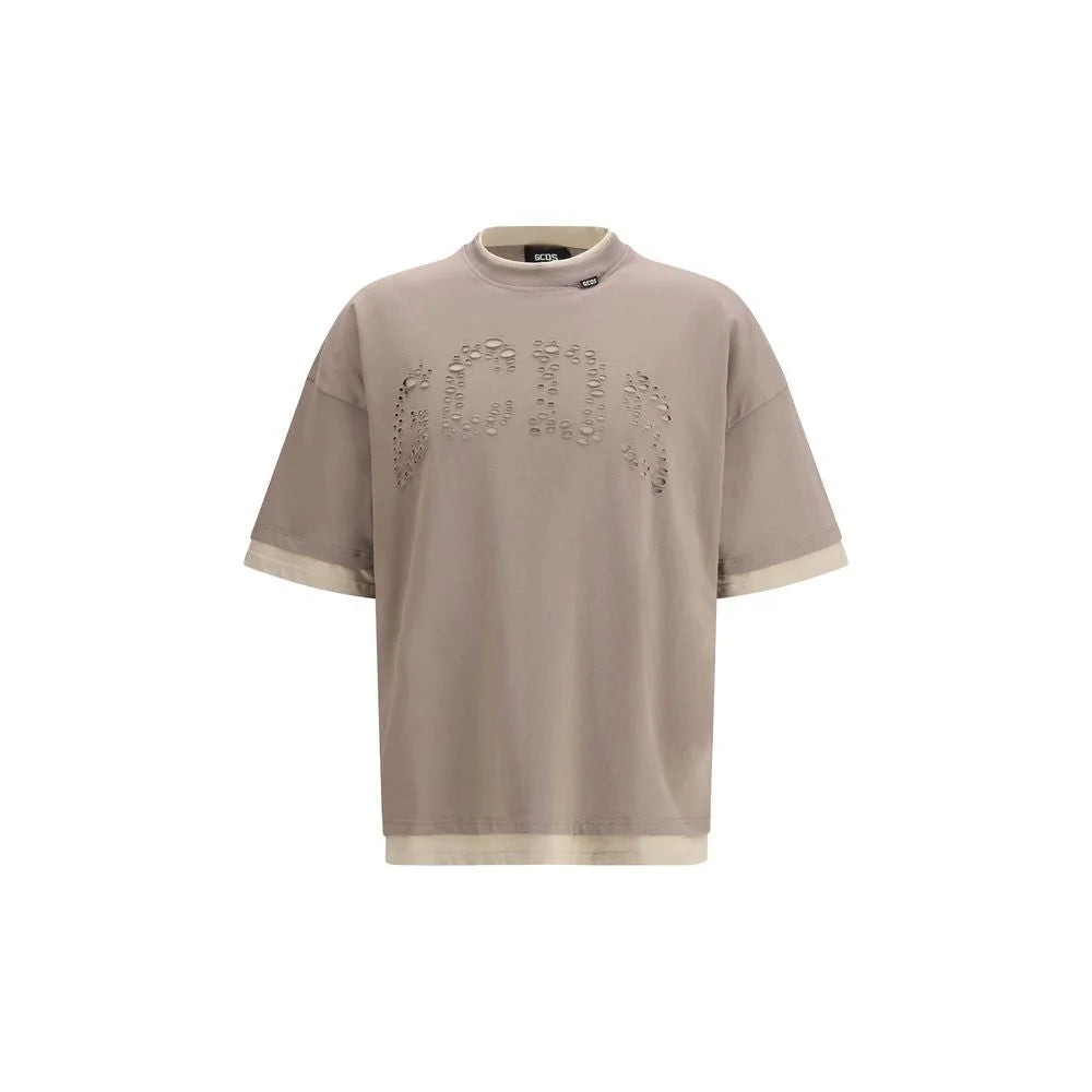 GCDS Brown Cotton T-Shirt