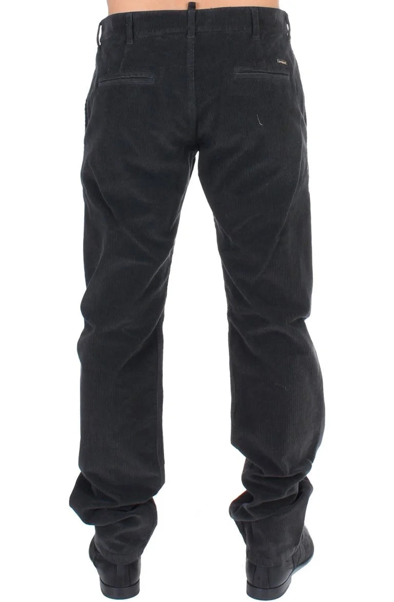GF Ferre Black Corduroy Cotton Straight Fit Pants - IT48 | M - Trousers
