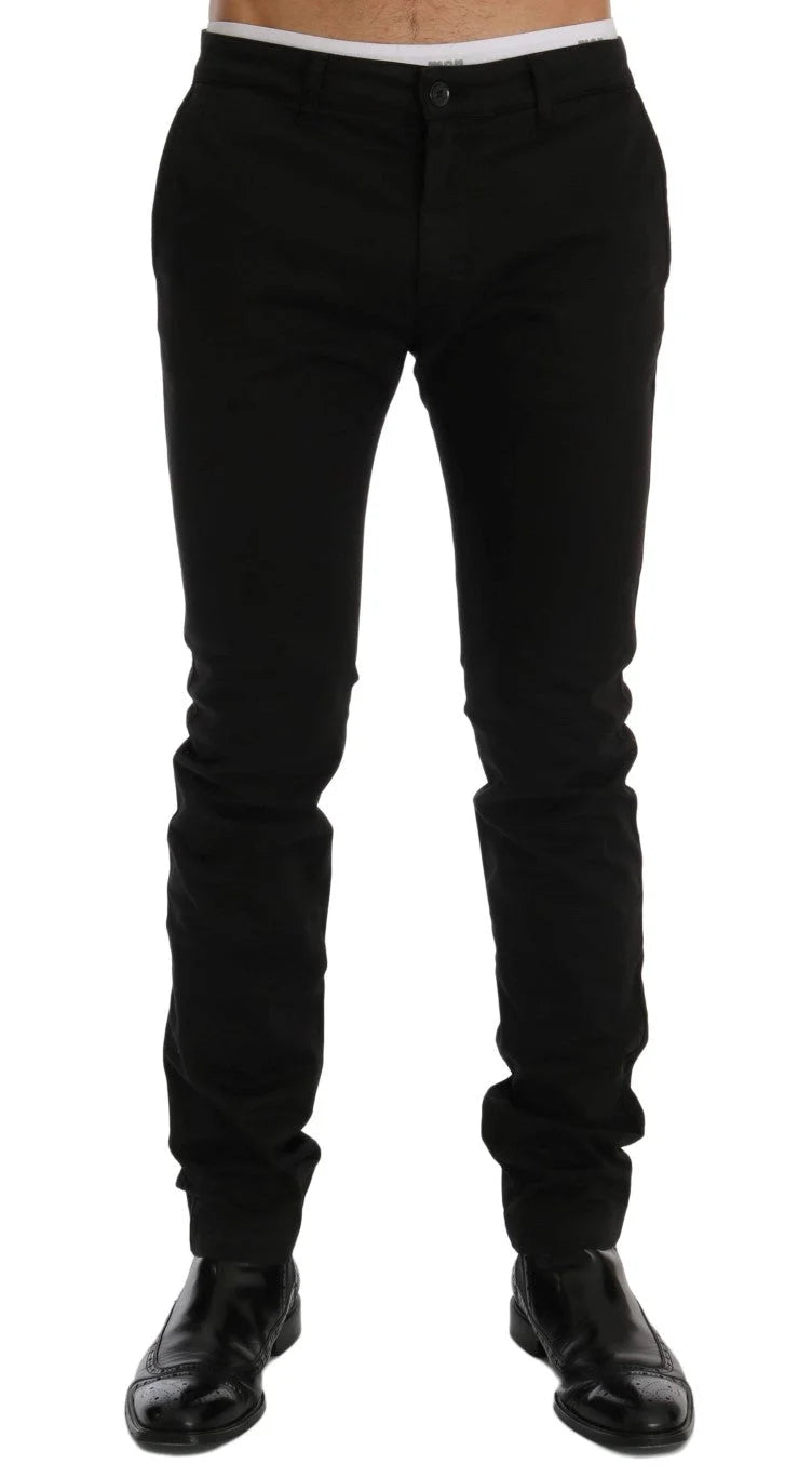 GF Ferre Black Cotton Stretch Chinos Pants - IT54 | XXL - Chinos