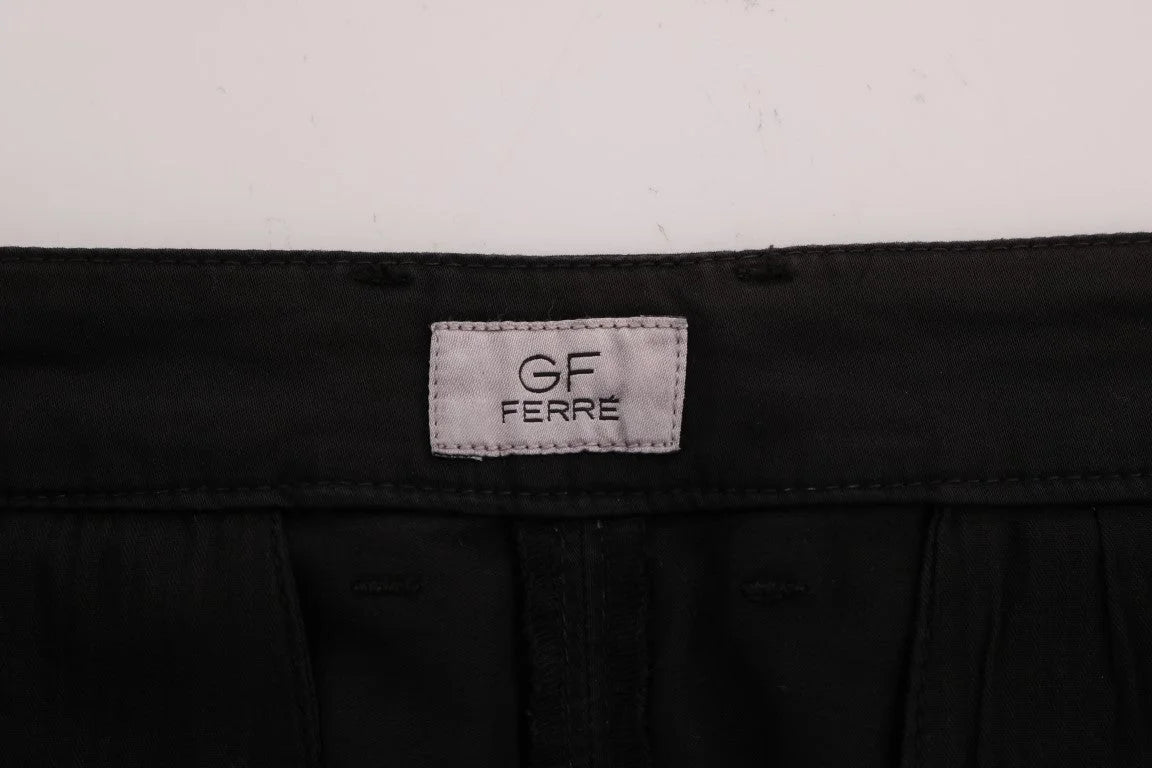 GF Ferre Black Cotton Stretch Chinos Pants - IT54 | XXL - Chinos