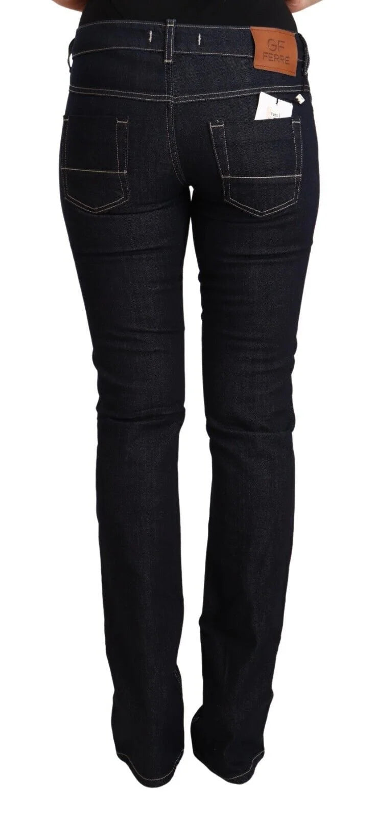 GF Ferre Black Cotton Stretch Low Waist Skinny Denim Jeans - Jeans