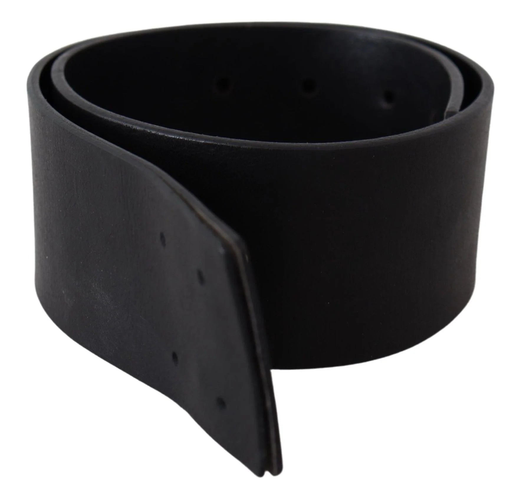 GF Ferre Black Genuine Leather Wide Logo Waist Belt - 70 cm / 28 Inches - Belts