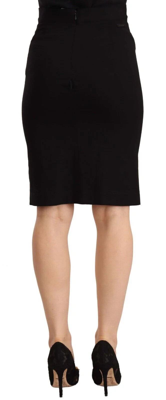 GF Ferre Black High Waist Viscose Knee Length Pencil Cut Skirt - IT40|S - Skirts