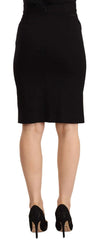 GF Ferre Black High Waist Viscose Knee Length Pencil Cut Skirt - IT40|S - Skirts