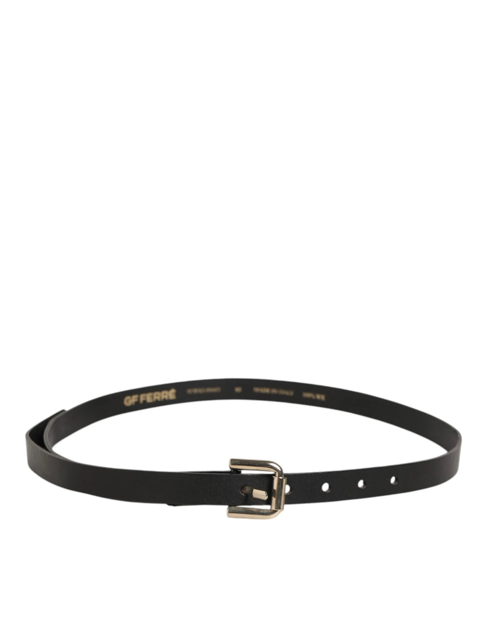 GF Ferre Black Leather Slim Gold Tone Buckle Waist Men Belt - 85 cm / 34 Inches - Belts