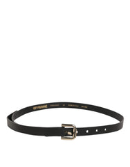 GF Ferre Black Leather Slim Gold Tone Buckle Waist Men Belt - 85 cm / 34 Inches - Belts