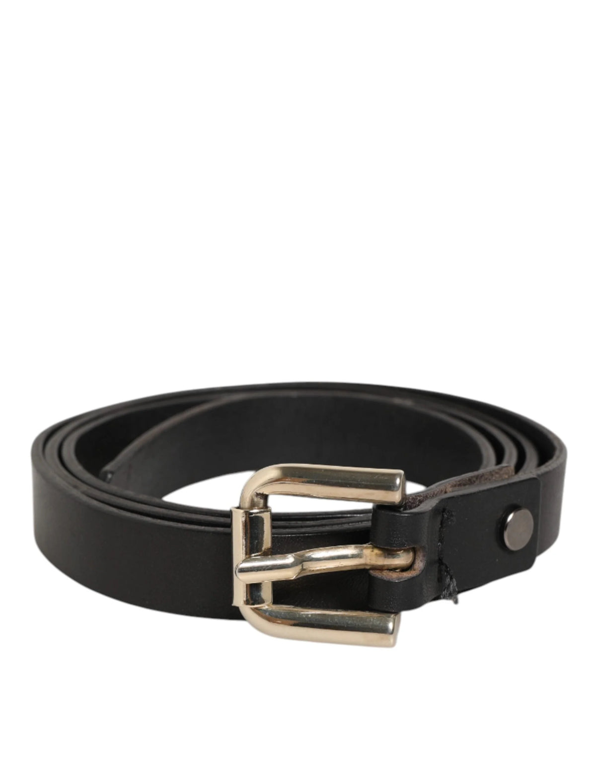 GF Ferre Black Leather Slim Gold Tone Buckle Waist Men Belt - 85 cm / 34 Inches - Belts