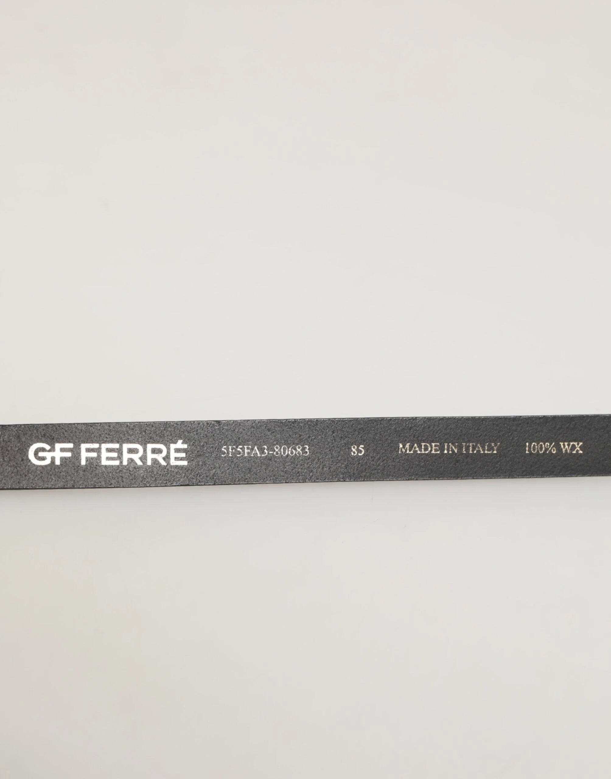 GF Ferre Black Leather Slim Gold Tone Buckle Waist Men Belt - 85 cm / 34 Inches - Belts