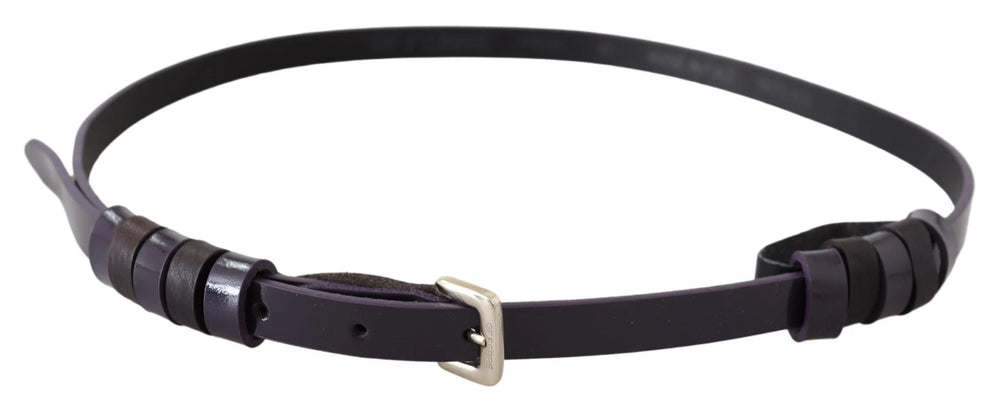 GF Ferre Black Leather Thin Gold Metal Chrome Buckle Belt - 85 cm / 34 Inches - Belts