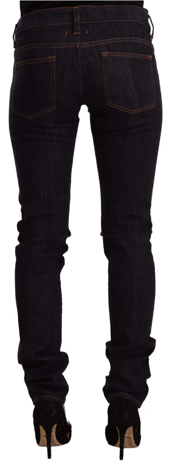 GF Ferre Black Mid Waist Cotton Denim Skinny Jeans - W26 | IT40 - Jeans