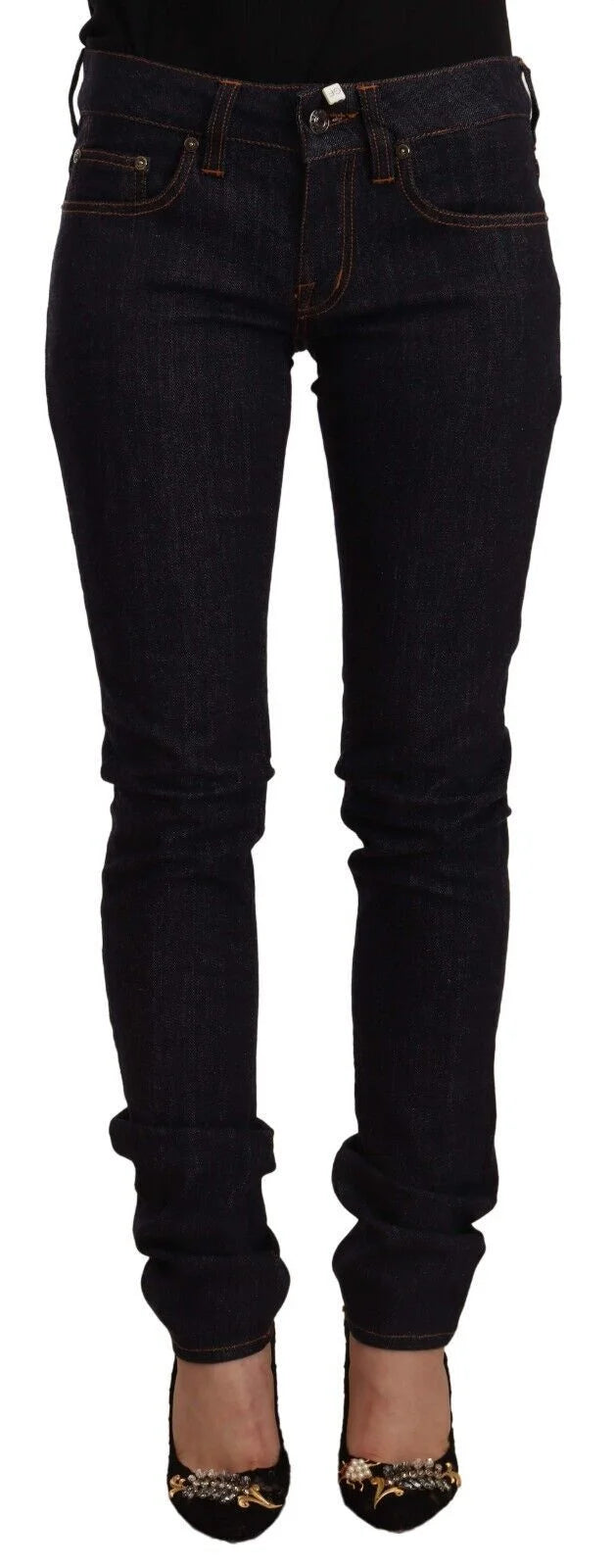 GF Ferre Black Mid Waist Cotton Denim Skinny Jeans - W26 | IT40 - Jeans