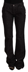 GF Ferre Black Mid Waist Cotton Denim Straight Boot Cut Jeans - W28 | IT42 - Jeans