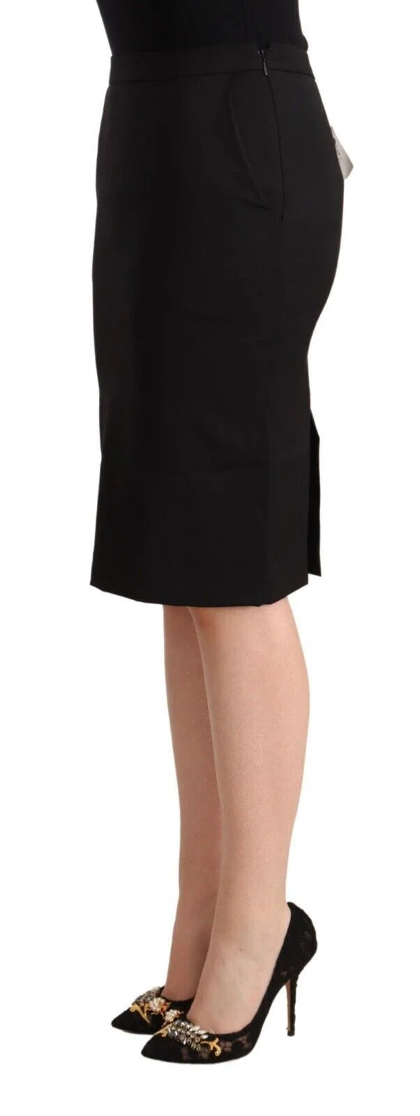 GF Ferre Black Pencil Knee Length Straight Skirt - IT40|S - Skirts