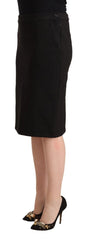 GF Ferre Black Straight Pencil Cut Knee Length Skirt - Skirts