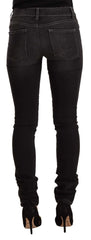 GF Ferre Black Washed Mid Waist Cotton Denim Skinny Jeans - W26 | IT40 - Jeans