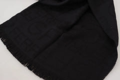GF Ferre Black Wool Neck Wrap Shawl Fringes Scarf - Scarves & Shawls