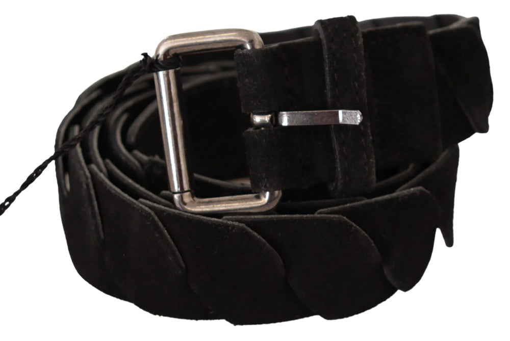 GF Ferre Black WX Silver Tone Buckle Waist Belt - 100 cm / 40 Inches - Belts