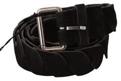 GF Ferre Black WX Silver Tone Buckle Waist Belt - 100 cm / 40 Inches - Belts