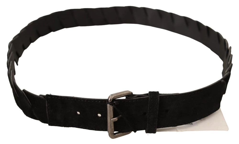 GF Ferre Black WX Silver Tone Buckle Waist Belt - 100 cm / 40 Inches - Belts