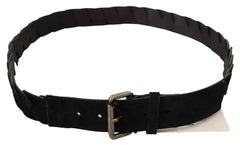 GF Ferre Black WX Silver Tone Buckle Waist Belt - 100 cm / 40 Inches - Belts