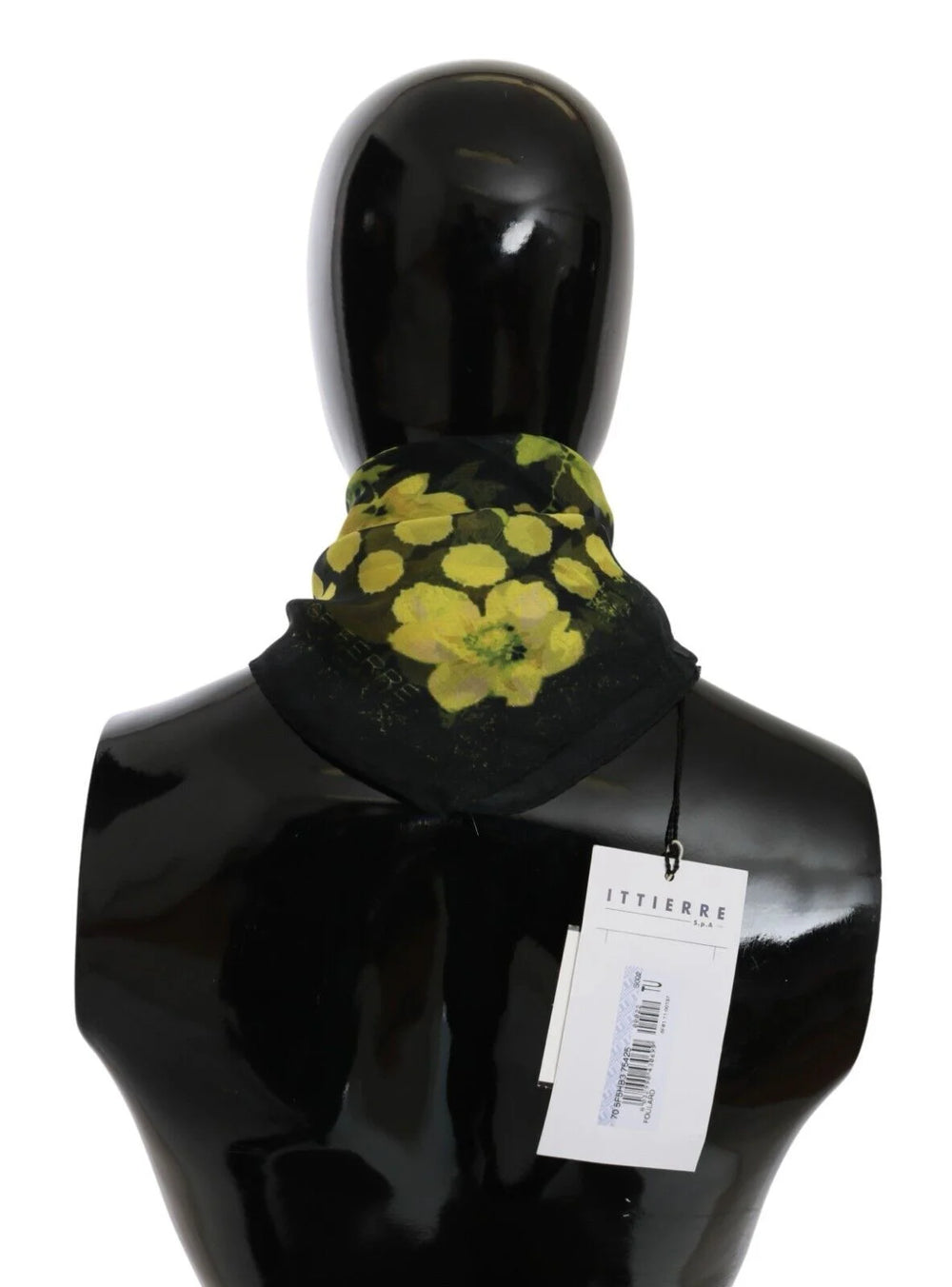 GF Ferre Black Yellow Floral Wrap Shawl Foulard Scarf - Scarves & Shawls