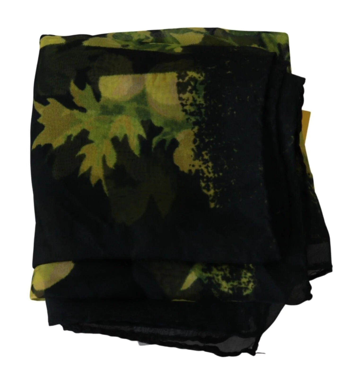 GF Ferre Black Yellow Floral Wrap Shawl Foulard Scarf - Scarves & Shawls
