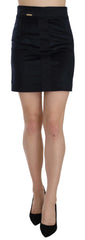 GF Ferre Blue Cotton Blend High Waist A-line Mini Skirt - IT42|M - Skirts