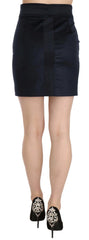 GF Ferre Blue Cotton Blend High Waist A-line Mini Skirt - IT42|M - Skirts