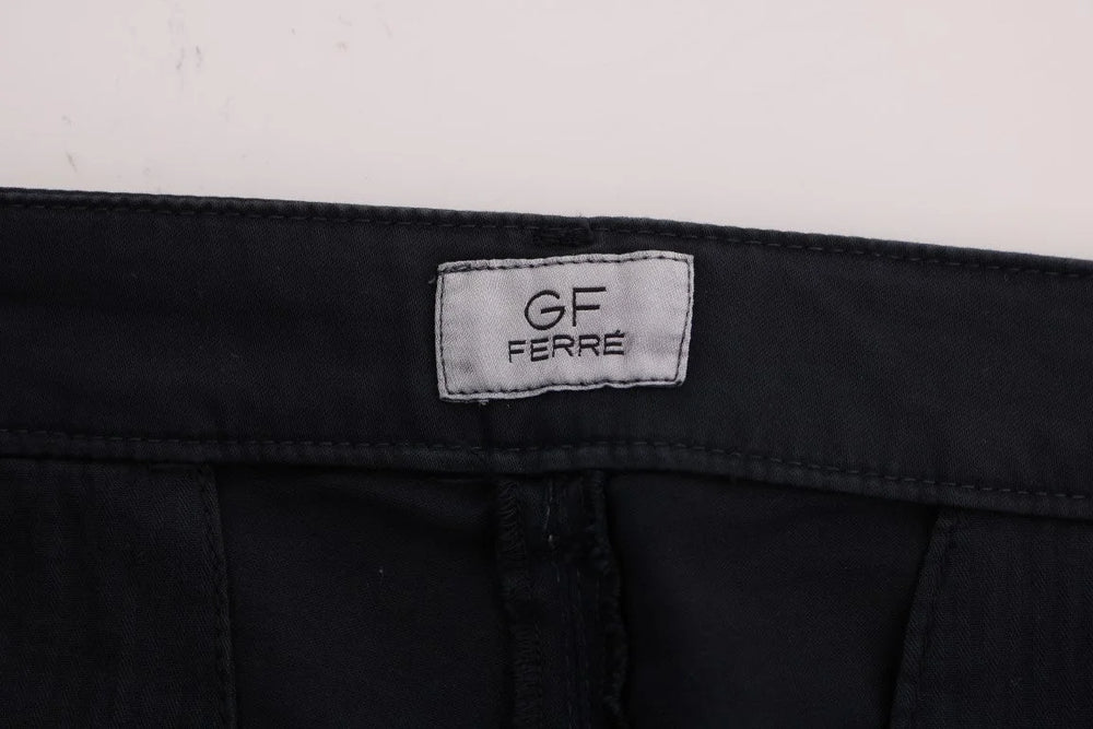 GF Ferre Blue Cotton Stretch Chinos Pants - Chinos