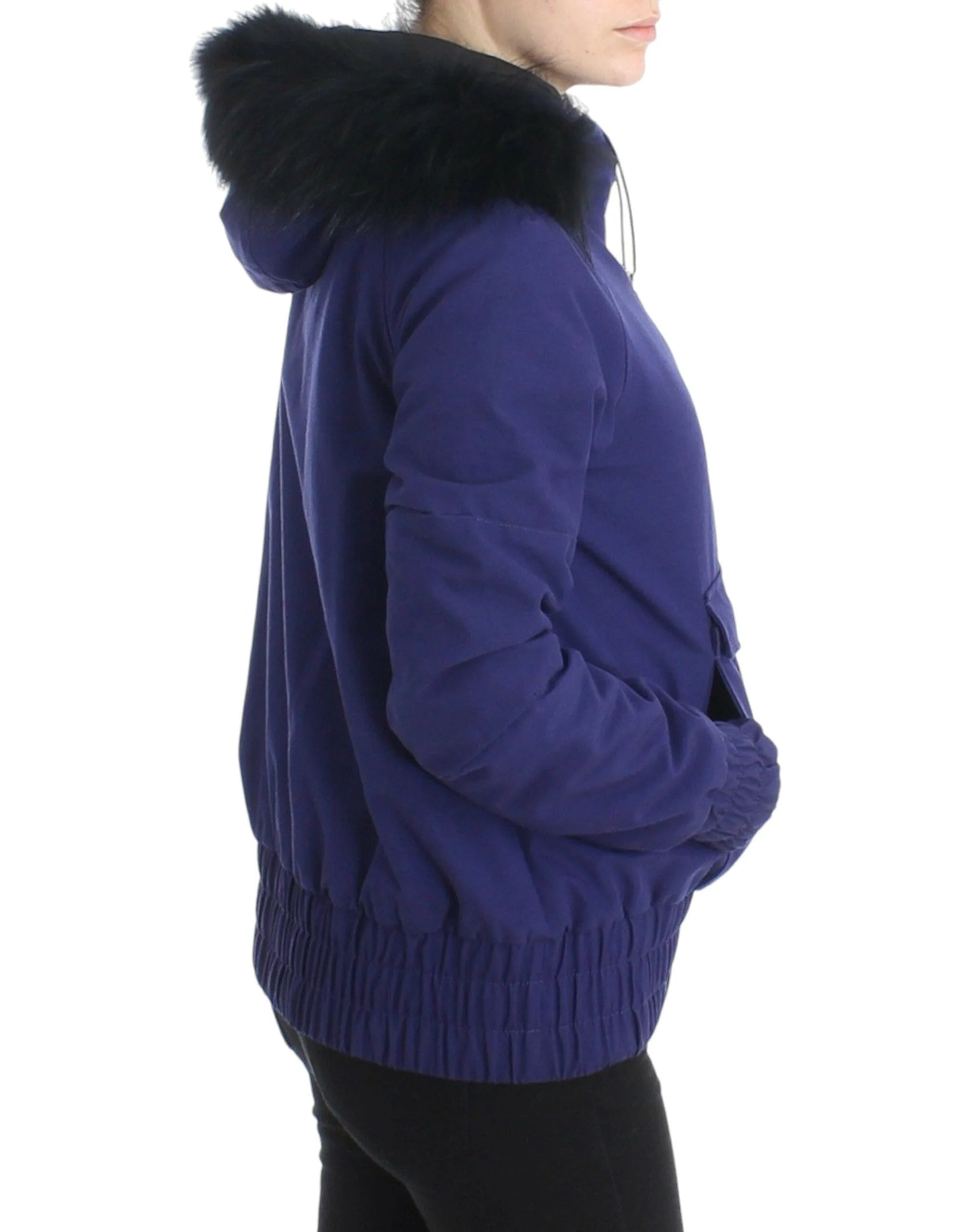 GF Ferre Blue Padded Jacket Hooded Short K-Way - IT42 - Parkas