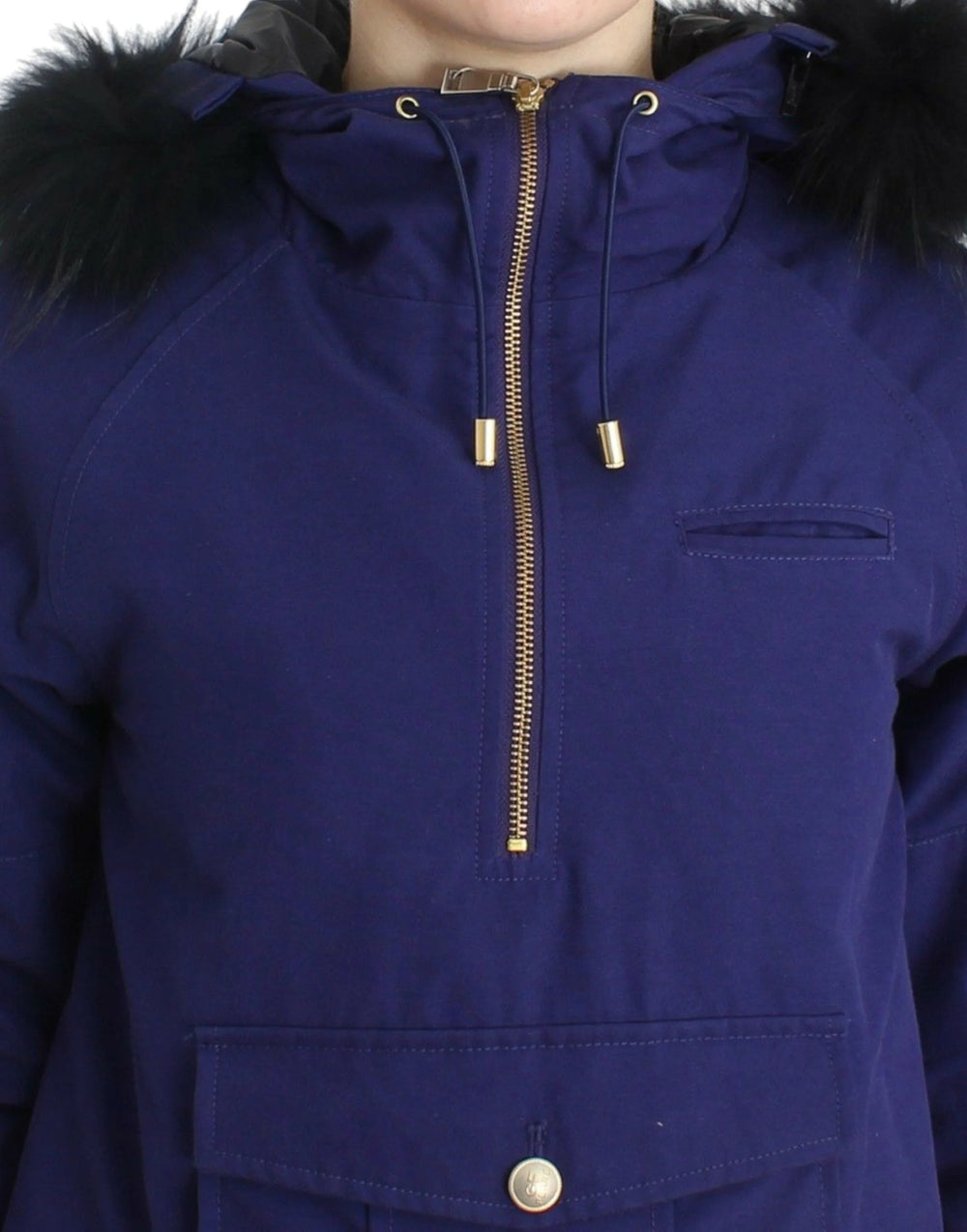 GF Ferre Blue Padded Jacket Hooded Short K-Way - IT42 - Parkas
